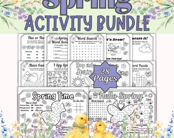 Spring Activity Bundle Printable Kids Activities Coloring Pages, Word Games, & More Worksheets Classroom Homeschool