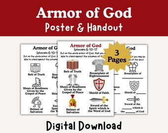 Armor of God Poster Printable Christian Classroom Decor & Kids’ Bible Handout