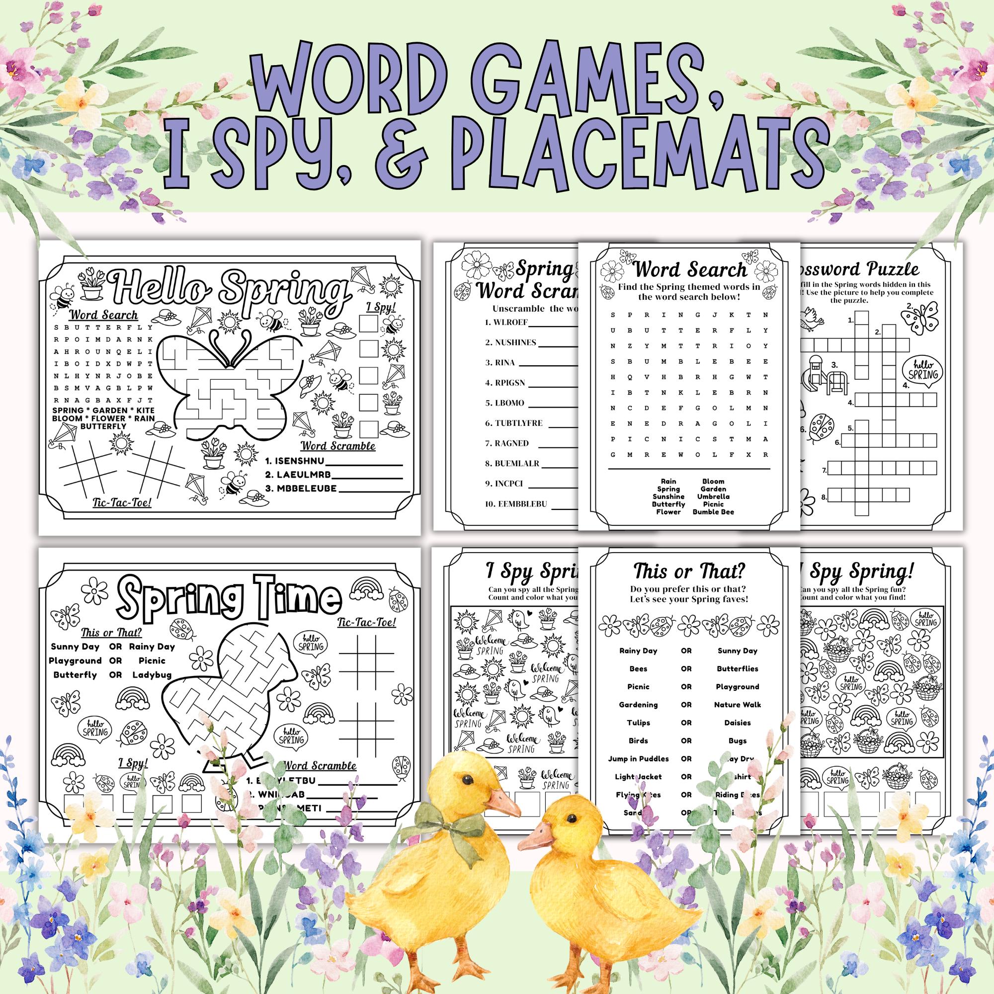Spring Activity Bundle Printable Kids Activities Coloring Pages, Word ...