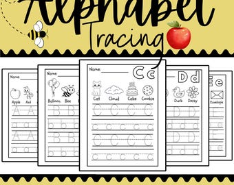 Trazado de letras del alfabeto PreK Kinder Práctica de escritura A-Z Trazar y colorear