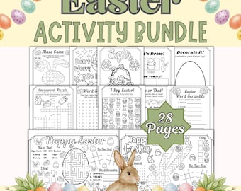 Easter Activity Bundle Kids Classroom Printable Worksheets: Games, Coloring, & More