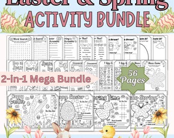 Spring and Easter Activity Bundle Printable Kids Activities Games Worksheets Coloring Pages Mazes Homeschool