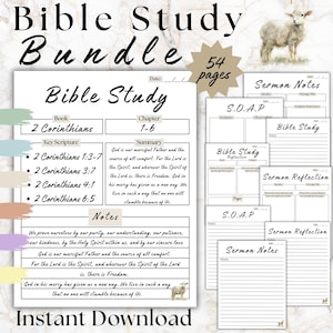 Bible Study Journal Printable: Sermon Notes, SOAP Method (Digital Download PDF Bundle)