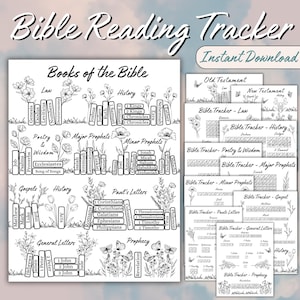 Floral Bible Reading Tracker Printable, Coloring Pages (PDF Download)