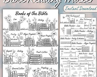 Floral Bible Reading Tracker Printable, Coloring Pages (PDF Download)