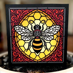 Bee & Honeycomb – Layered Stained Glass Style SVG for Cutting Machines - Cricut Silhouette - Spring Summer