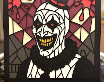 Art the Clown – Terrifier-Inspired Stained Glass SVG for Cricut & Cutting Machines Movie Horror Gore  Halloween Dark Cut File Silhouette