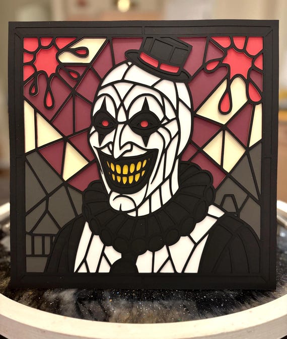 Art the Clown – Terrifier-Inspired Stained Glass SVG for Cricut & Cutting Machines Movie Horror Gore  Halloween Dark Cut File Silhouette