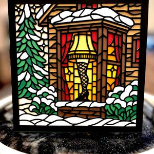 Leg Lamp Window Scene – Stained Glass Style SVG Inspired by A Christmas Story - Classic Movie