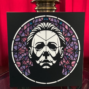 Michael Myers Stained Glass Design Layered SVG | Halloween Horror Movie Design | Cricut Silhouette | Haddonfield Gothic Spooky Scary Dark