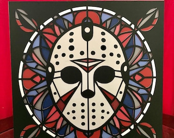 Jason Voorhees Stained Glass Layered SVG | Friday the 13th Inspired Design Horror Movie | Cricut Silhouette | Halloween Gothic Scary Dark