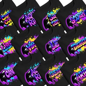 ゾディアック デザイン バンドル | PNG 高品質 | 即時ダウンロード | 300 dpi | 昇華 png | Dtf デザイン | 背景なし