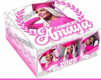 Modelo de caixa de presente personalizada para formatura, turma de 2025 (Download digital)