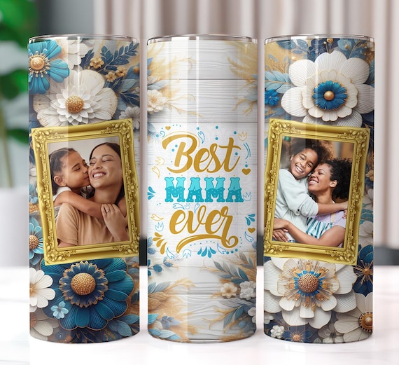 Mom Photo Tumbler Set of 5 PNG File for Sublimation. Mom Tumbler Photo Grid, Tumbler Wrap Skinny Tumbler PNG File Instant Download Digital
