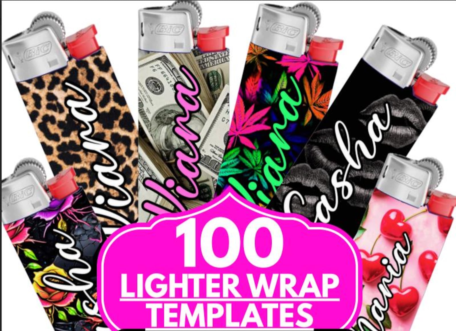 Editable Lighter Wrap Templates Custom BIC Lighter Skins (digital