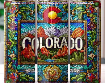 Colorado Tumbler Wrap | Stained Glass Design (Digital Download)