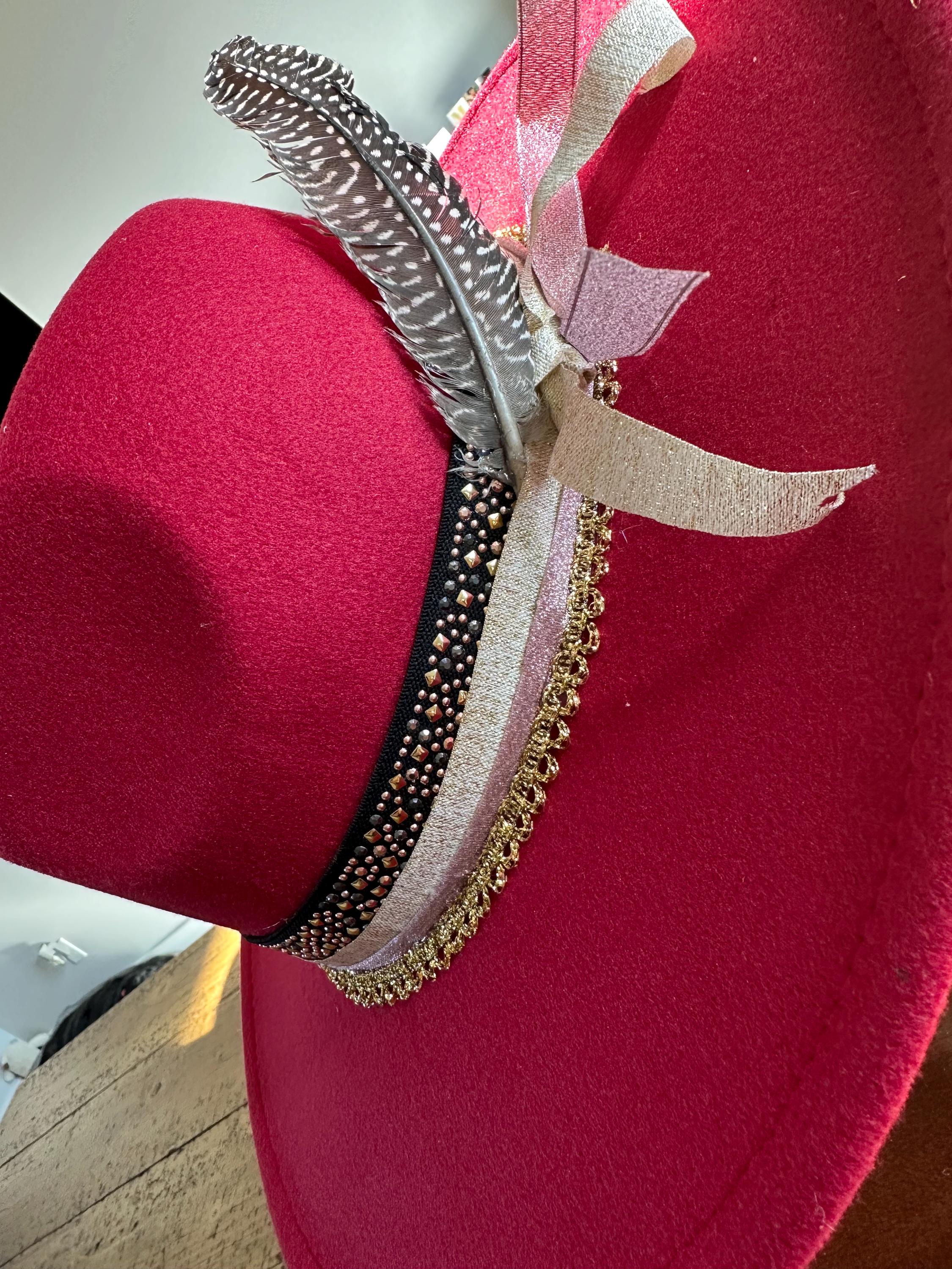 Burgundy Wide Brim Hat - Etsy display picture 2