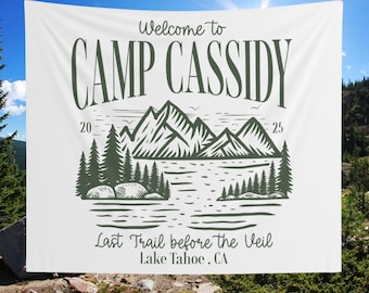 Camp Bach Banner,Camp Bachelorette Decor, Custom Camp Bach Sign, Camp Birthday Party Banner,Camping Bachelorette decor,Custom Tepestry