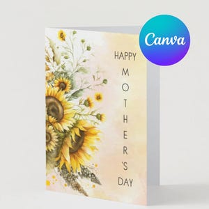 Muttertagskarte zum Ausdrucken - Sonnenblumen-Design, süße digitale Karte für Mama, Sofort-Download-Grußkarte