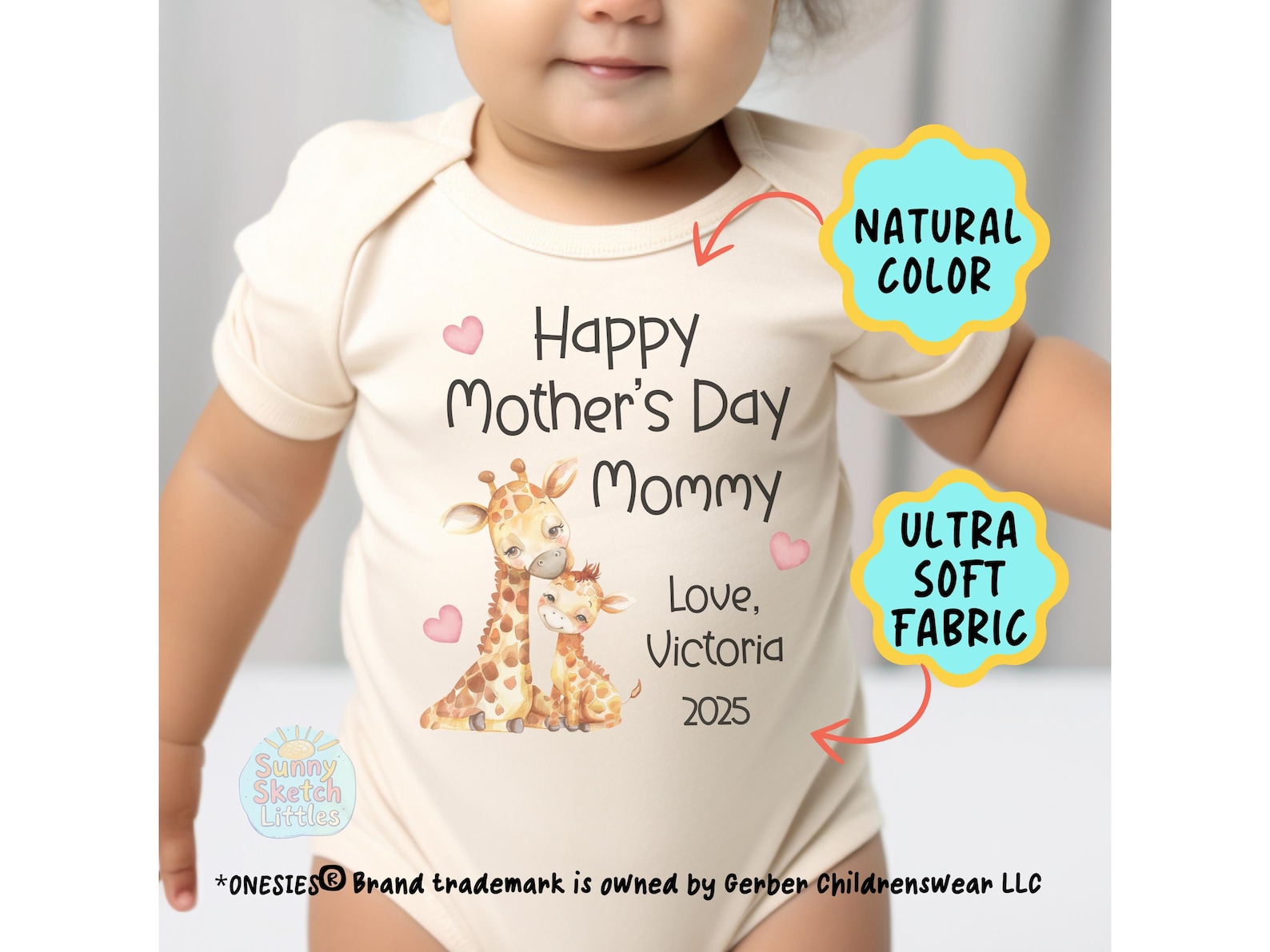 Happy Mother's Day Mommy Baby Onesies® With Child's Name and Year ...
