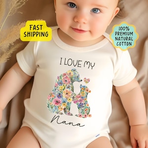 I Love My Nana Baby Onesie® with Mama and Baby Bear, I love My Nana Baby Bear Onesie®, I Love My Nana Baby Bodysuit Nana Baby Onesie SSL0014