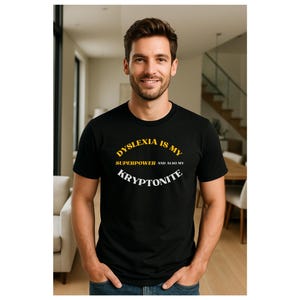 Camiseta para hombre con superpoderes para la dislexia, camiseta de concienciación neurodivergente, regalo divertido para el cerebro, camiseta unisex de salud mental, ropa para disléxicos que empodera.