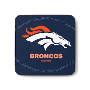 Posavasos de los Denver Broncos, posavasos de cartón duro, equipo de fútbol americano de los Denver Broncos, decoración para bar deportivo, vajilla para el día del partido, regalo para fanáticos de la NFL