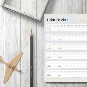 Printable Monthly Habit Tracker – Productivity & Self-Improvement Planner, Goal Setting Worksheet, Digital PDF Download