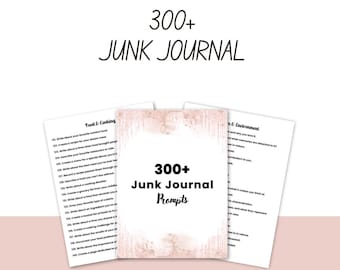 Zestaw do pisania dziennika śmieci do druku, 300 podpowiedzi do dziennika w formacie PDF, arkusze kolażu z archiwalnymi pamiątkami, strony do cyfrowego dziennika