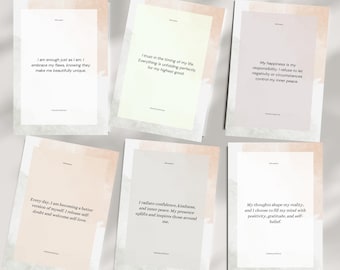 Mindfulness Affirmation Cards – Self-Love Quotes, Daily Motivation (Digital Download)