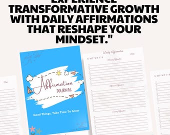 Daily Affirmation Journal – Printable Mindset Workbook, Gratitude and Manifestation Planner PDF