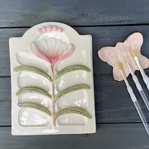 Ceramic Palette and Brush Rest, Artist Paint Palette, Painters Palette, Watercolor Paint Palette, Gouache Palette Tray, Gift For Painter