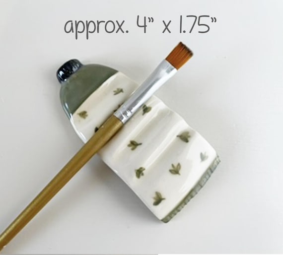 Handmade Ceramic Brush Rest: Paint Tube with Tiny Flower Accents