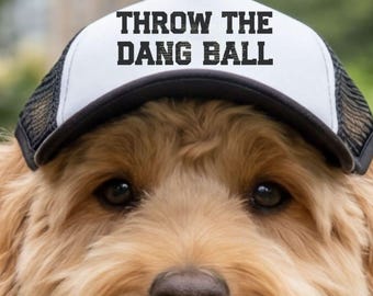 Funny Baseball Hat for Dogs: "Throw The Dang Ball", Trucker Hat For Dogs, Baseball Dog Outfit, Dog Mom Gift, Pet Photo Prop
