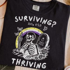Funny Non Binary Pride Skeleton Shirt, Custom Queer People Will Always Exist Tee, Enby Gift, Gender Neutral Comfort Colors Subtle Pride Tank