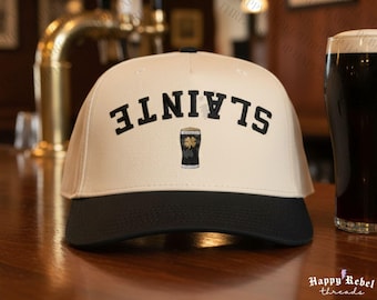 Embroidered Sláinte Baseball Cap, Upside Down St Patricks Day, Funny Irish Beer Hat, Unisex Adjustable Snapback