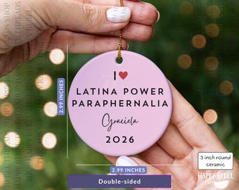Personalized Latina Power Ornament, Custom Latina Christmas Ornament, Latina Gift for Her, Hispanic Gift, Latina Pride Ceramic Keepsake
