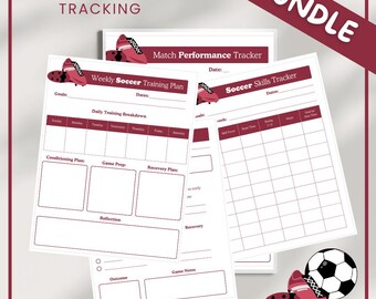 Soccer Training Planner & Tracker Set | Weekly, Skills, Game Day, Match Analysis | Digital Download | PINK