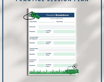 Youth Soccer Practice Plan Template | Coach Planner (Printable PDF)