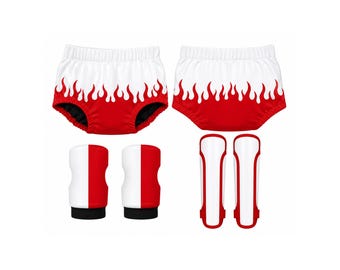 pro wrestling trunks with draw string, kneepads and kickpads