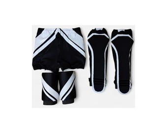 pro wrestling biker shorts with draw string, kneepads and kickpads