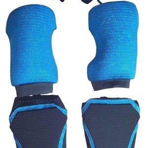 pro wrestling biker shorts with kneepads and kickpads