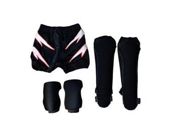pro wrestling biker shorts with draw string, kneepads and kickpads