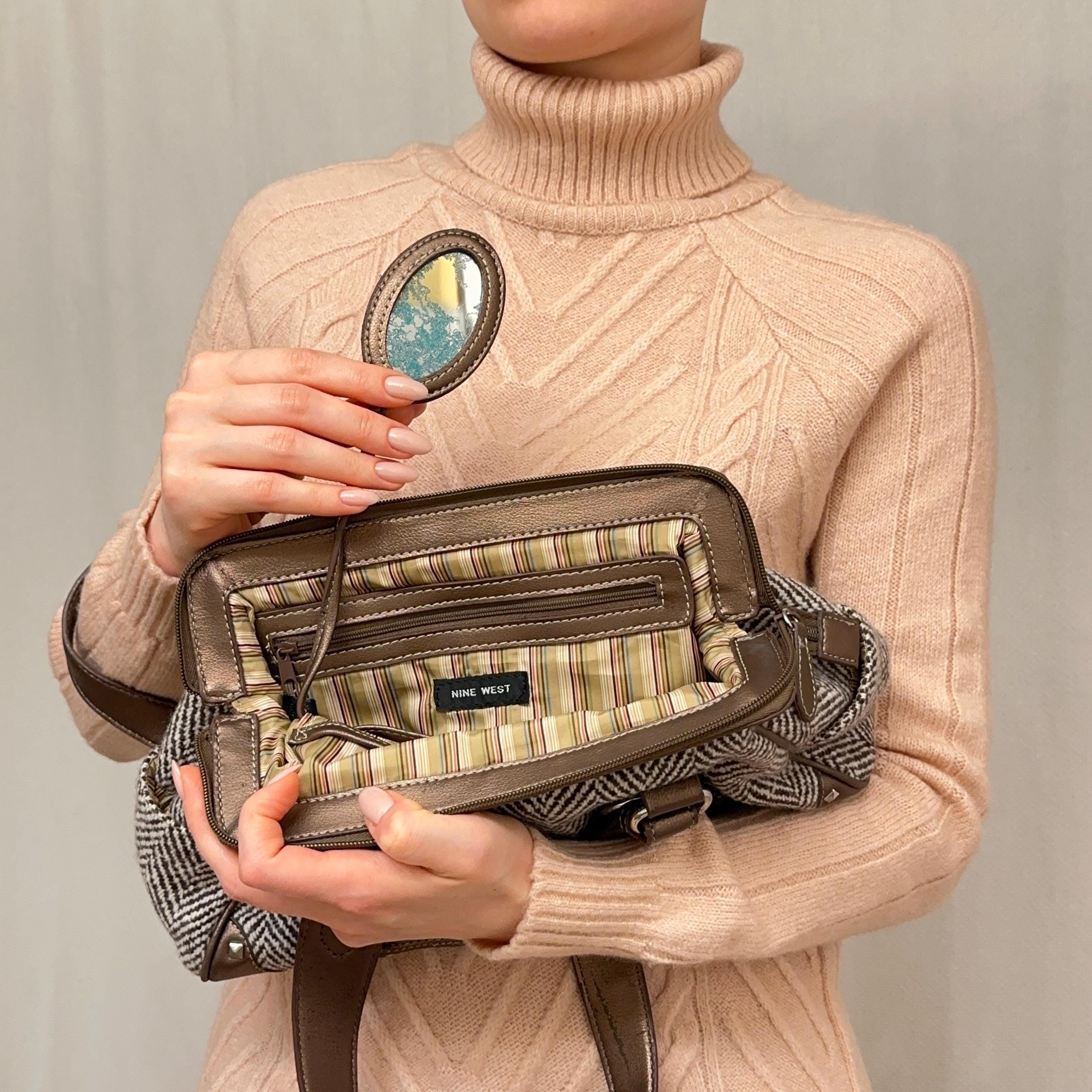 Vintage Y2K Nine West Herringbone Tweed Shoulder Bag – 90s/2000s
