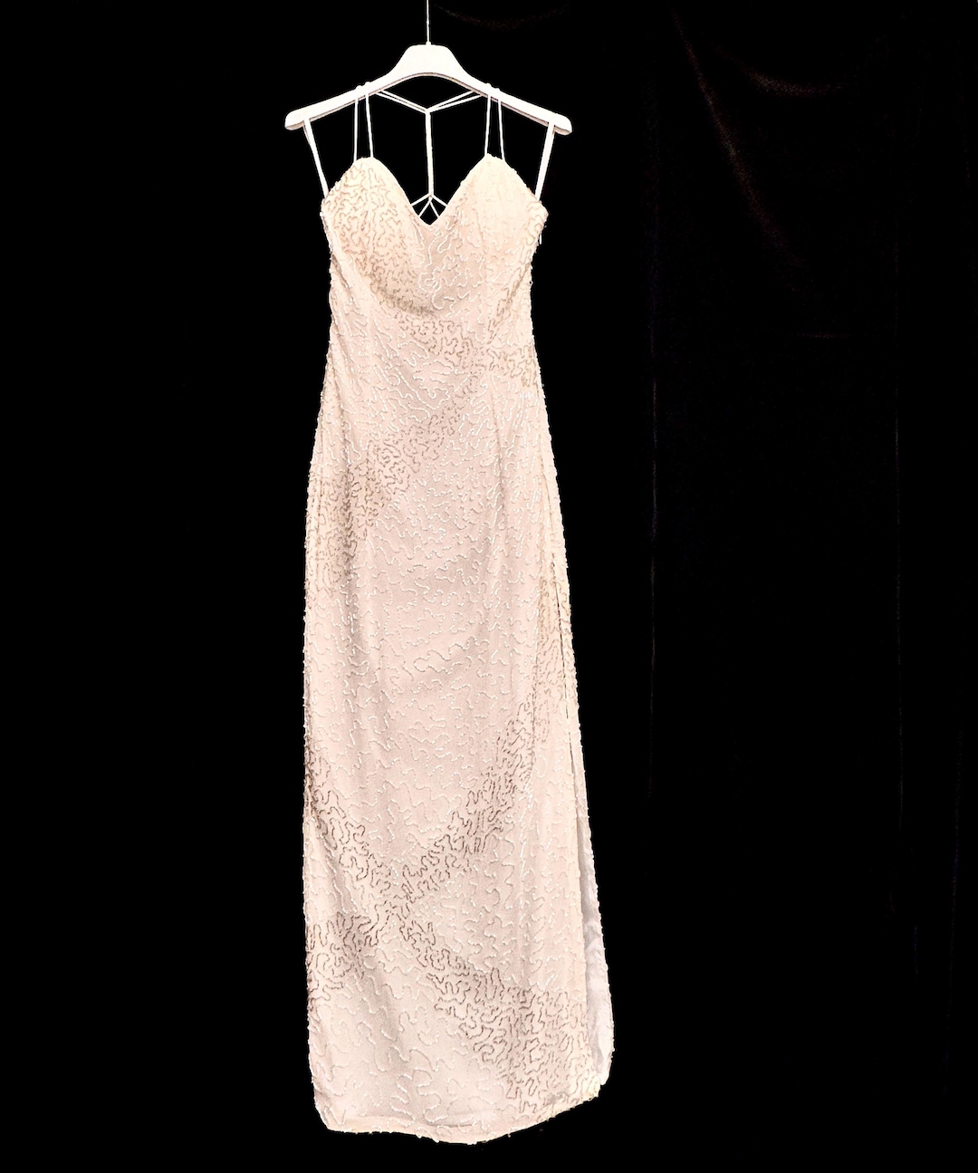 Vintage Handbeaded White Silk Dress Nadine 100 Silk Evening Gown — free download