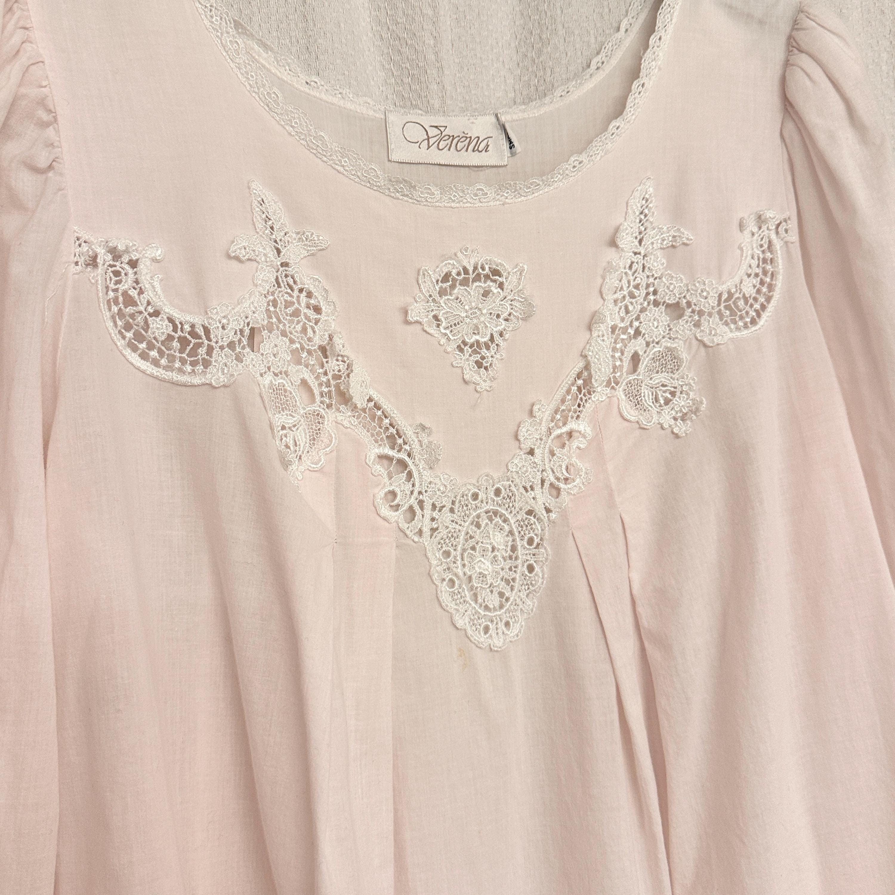 Verena Vintage-Inspired Romantic 100 Cotton Nightgown – light pink – S–XL