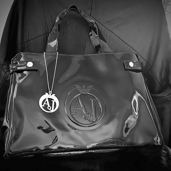 Armani Jeans Black Patent Tote Bag: High Gloss Vegan Leather