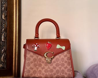 COACH Signature Logo Scarf Print Tote & Cosmetic Travel Kit Case