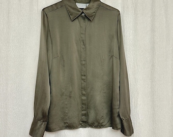 Jaclyn Smith Seidenbluse: Waldgrünes Designerhemd