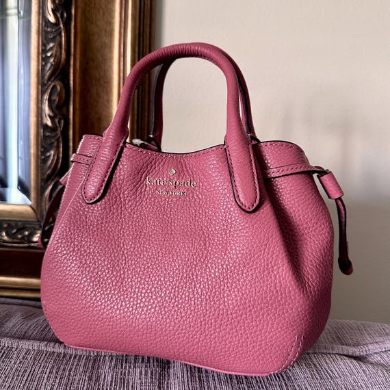 Kate Spade pebble leather mini satchel — gentle berry / light pink